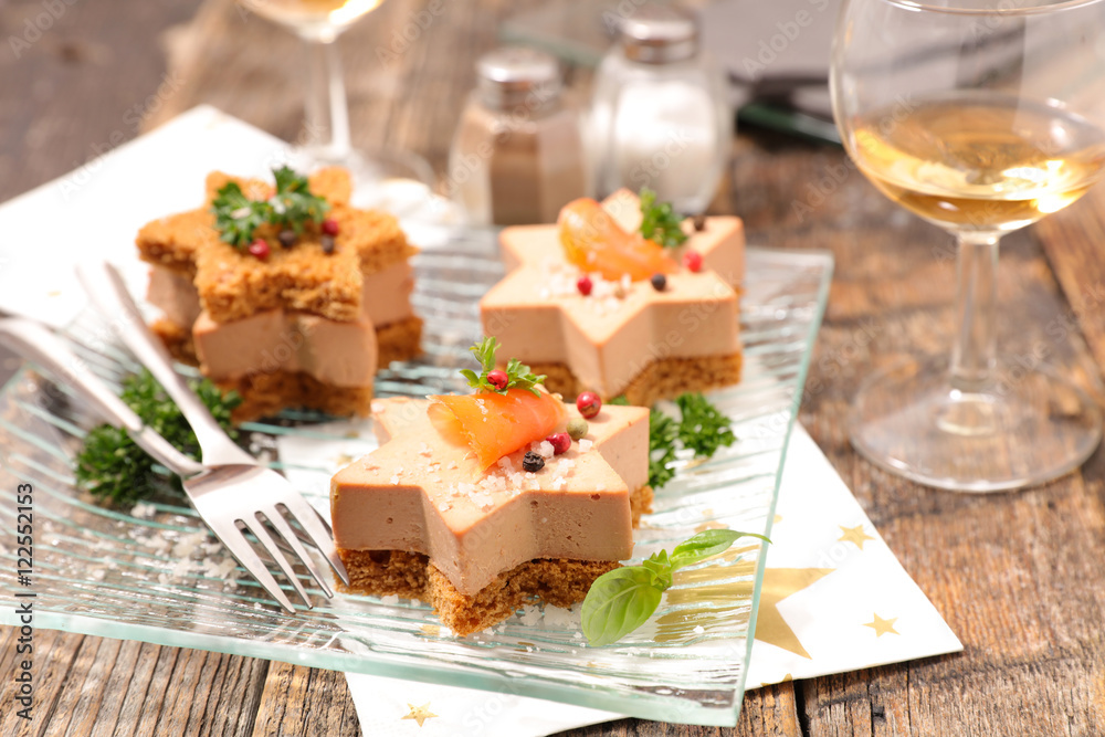 Canvas Prints christmas canape with gingerbread and foie gras