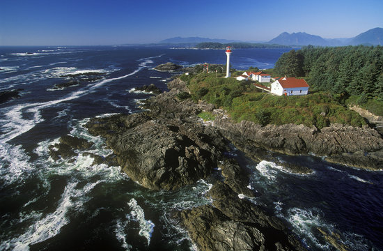 Lennard Lighthouse at Clayquot Sound, north of Tofino, British Columbia, Canada.
