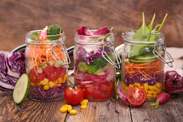 Fototapeta na wymiar vegetarian salad in jar