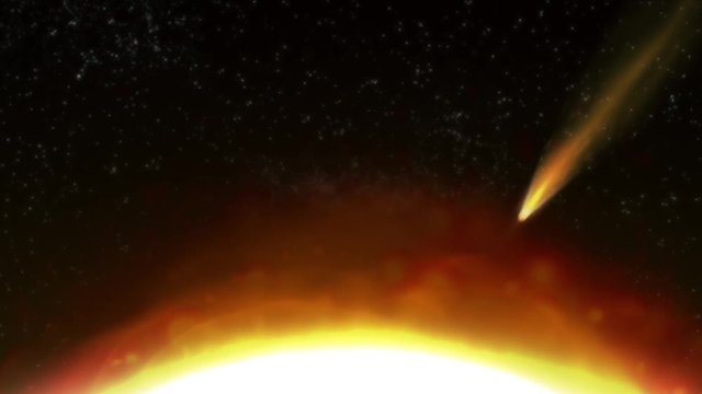 Loopable sun background with meteors.