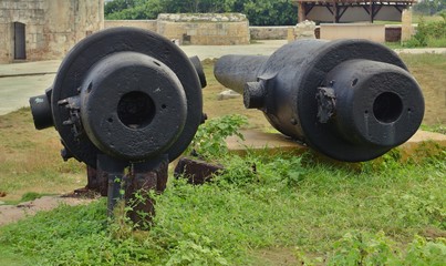 Historic cannons in the fort Castillo de los Tres Reyes del Morro in Havana.