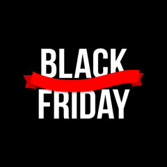 Black Friday text on black background. Black Friday banner. Vector illustration