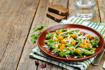 pumpkin arugula salad barley dried cranberries