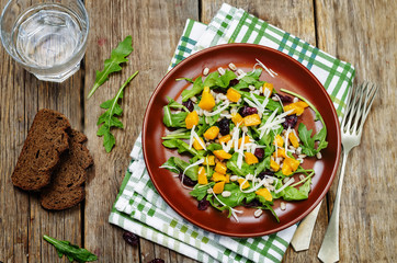 pumpkin arugula salad barley dried cranberries
