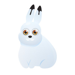 Polar hare isolated on white background. Vector illustration