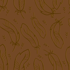 vector boho feather seamless pattern