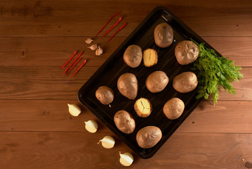 baked potatoes on a table