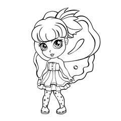 vector elf fairy girl coloring page