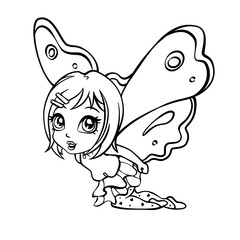 vector elf fairy coloring page
