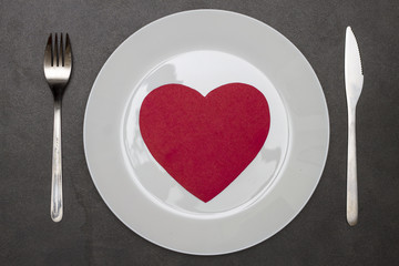 paper heart on a plate