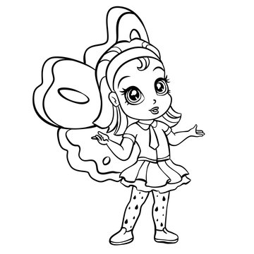 vector elf fairy girl coloring page