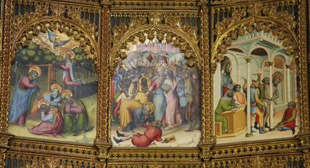 Fototapeta na wymiar 15th Century Retable of the Old Cathedral of Salamanca