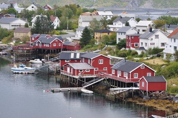 Fototapeta na wymiar Reine is a fishing village and the administrative center of the municipality of Moskenes in Nordland country, Norway.