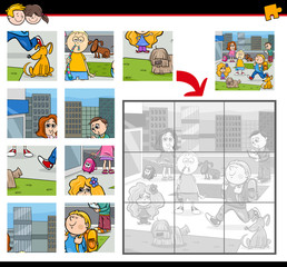 jigsaw puzzle task with kids