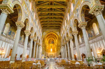 Foto op Canvas Interior of the Cathedral of Montreale or Duomo di Monreale near Palermo, Sicily, Italy. © dmitr86