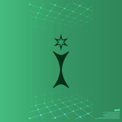 Flat paper cut style icon of trophy and award