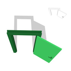 Open door. Isolated on white background. 3d Vector illustration.