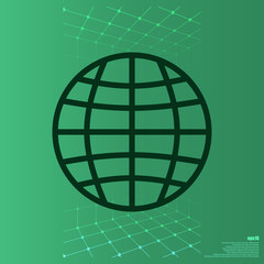 Flat paper cut style icon of globe