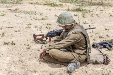 Fototapeta premium Soviet paratrooper in Afghanistan