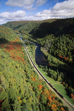 Aerial of Agawa Canyon Wilderness Park, Ontario, Canada.