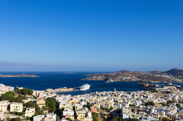Fototapeta na wymiar View to Ermoupolis, the capital of Syros island, Cyclades, Greece 