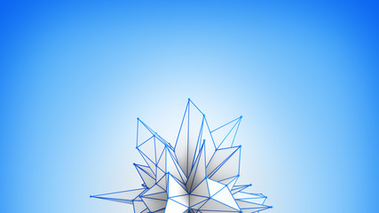 Displaced polygonal white shape 3D render