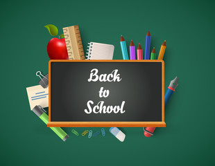 Conceptual blackboard chalk education vector Back to school