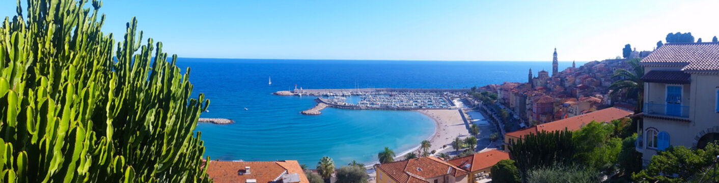 Panoramic View on the Bay of Menton, French Riviera