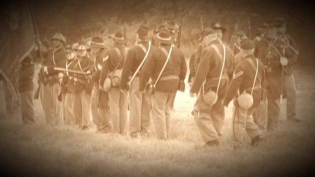 Civil war soldiers regrouping (Archive Footage Version)