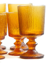 Vintage Amber PRessed Glass Goblets