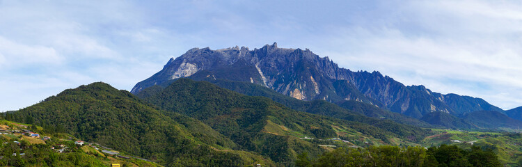 Mount Kinabalu and upper part of Kundasang panorama morning shot