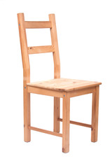 Pine wood chair separated on white background