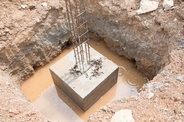 Concrete footings for the foundation