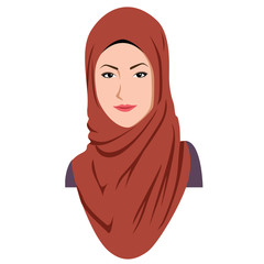 Young Islamic Girl Wearing Hijab Sharia Vector Illustration