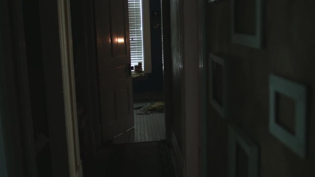 Point of View Shot Going Down a Haunted Hallway