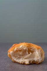 Inside of a piece of fried bread. isolated, 