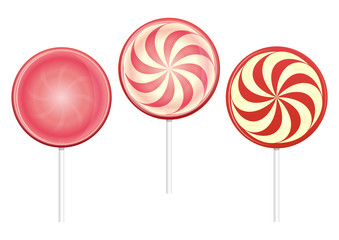 Lollipops set. Closeup lollipops, candy. Vector illustration