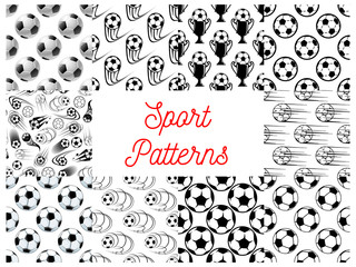 Sport seamless patterns with soccer balls