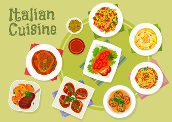 Italian cuisine traditional meat dishes icon