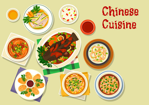 Chinese cuisine icon for oriental dinner design
