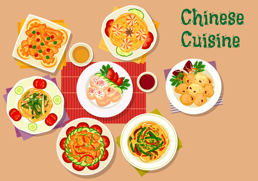 Chinese cuisine icon for restaurant menu design