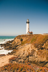 Lighthouse on a rocky shoreline