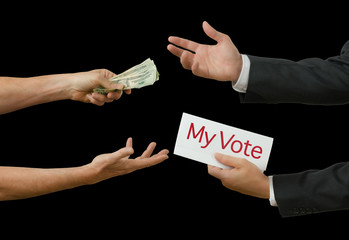 Politician taking bribe selling his vote for profit representing bribery, crooked politics,...