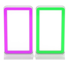 LCD Screen Stand purple and green.