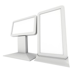 LCD Screen Stand. Blank Trade Show Booth.