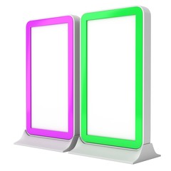 LCD Screen Stand purple and green.