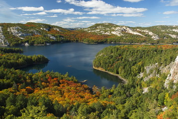 Autumn View of Kilarney Lake  on the La cloche silhouette trail, Kilarney provincial Park, Ontario