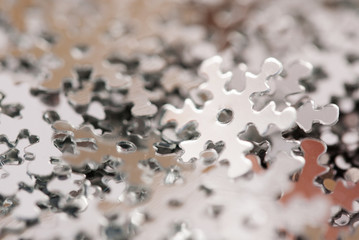 Christmas decoration of silver confetti snow flake