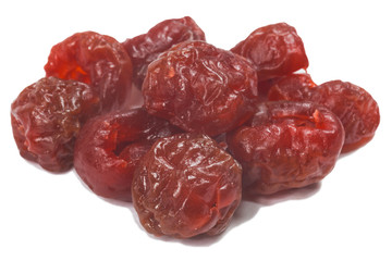 Dried cherries isolated on white background
