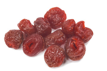 Dried cherries isolated on white background
